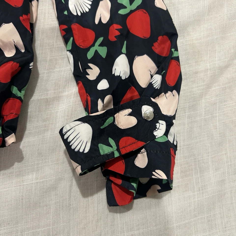 Chaqueta Parka Lluvia French Connection Colorido Estampado Bayas Capucha Desmontable Talla 12 Foto 4 de 4