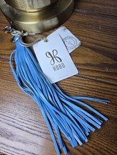 Hobo International Wisp Leather Tassle Bag Charm Keychain  Capri  Aqua New 