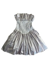 Vintage Scott McClintock Strapless Metallic Lace Dress  Size 8