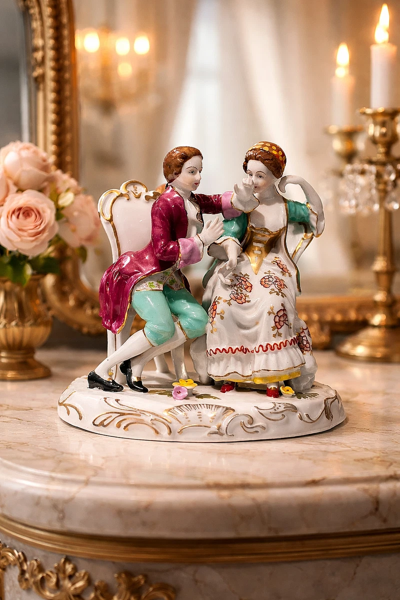 Victorian Porcelain Figurine In Antique Ceramic & Porcelain