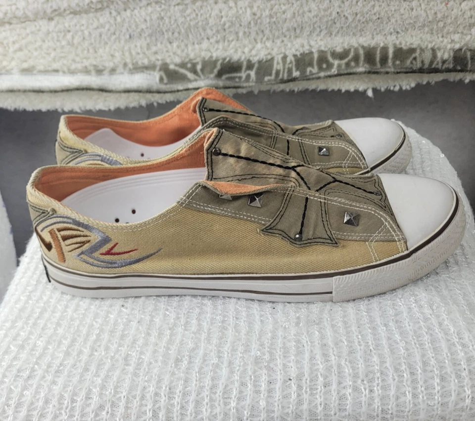 Robert Wayne Hey Sneakers Mens 10 Canvas Studded Athletic Low Top Slip On - Image 3 of 4