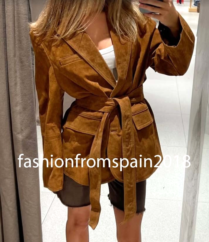 ZARA NEW WOMAN SUEDE LEATHER BLAZER JACKET TOFEE XS-S,M-L 4341/747