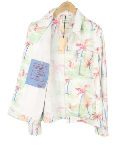 SCOTCH & SODA Men Jacket M Colourful Palm Hawaii Hemp Blend Button Up DDP image 4