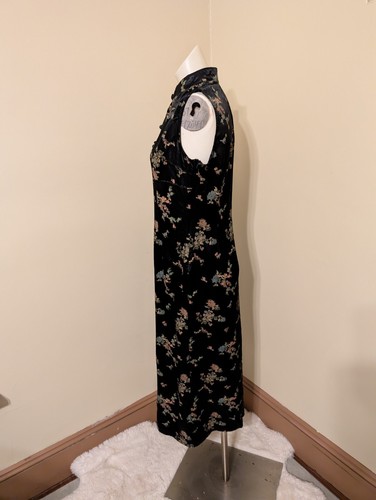 Vintage Asian 90s Dress Womens 4 Floral Geisha Fairy Midi Evening Goth Cheongsa - Picture 11 of 14
