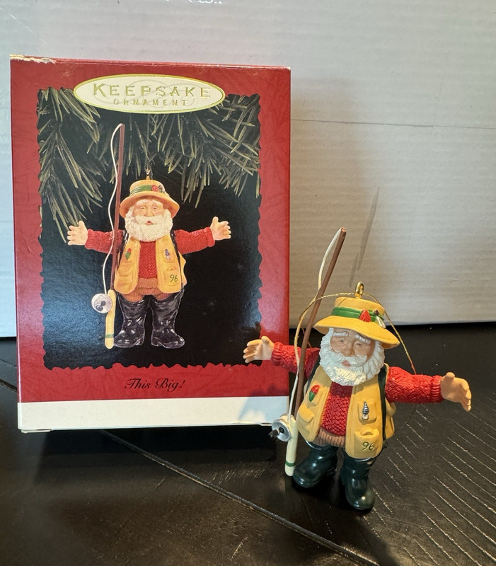 Hallmark Keepsake This Big! Santa Fishing Ornament Handcrafted Dated 1996 w/ Box