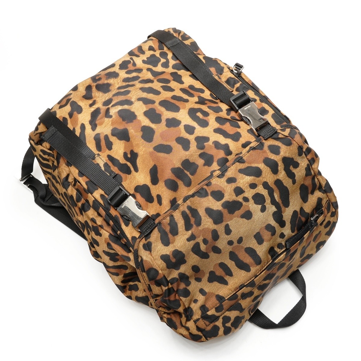 PRADA Rucksack Daypack Nylon Leopard Print Brown Used from japan thumbnail 8