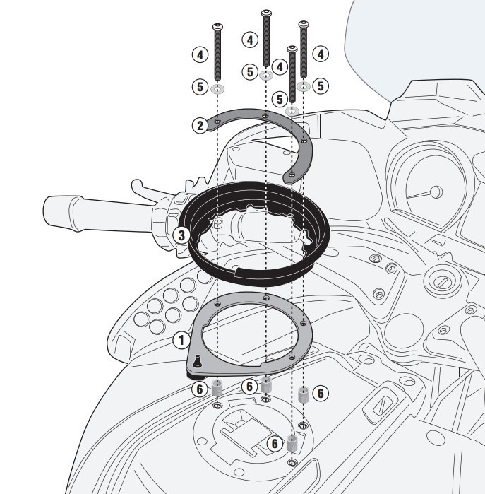 Givi BF47 Kappa BF47K Tanklock Tank Bag Flange Fitting Ring BMW R1200 RT 2008-13