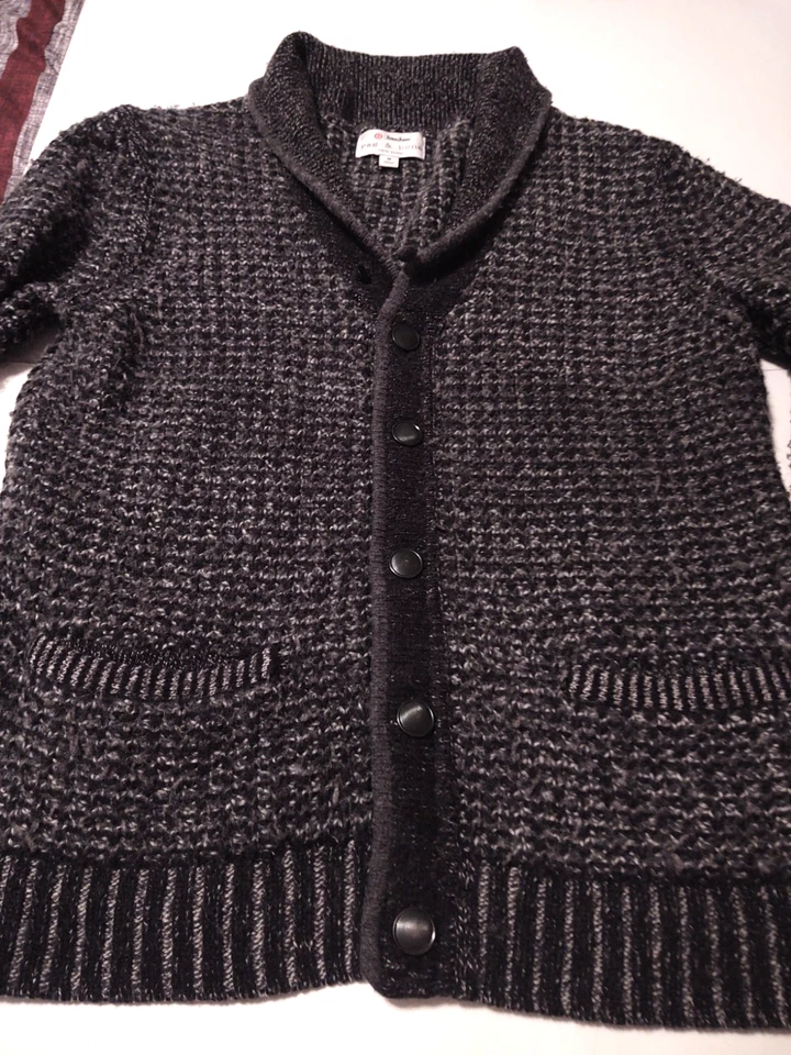 RAG & BONE Men's Cardigan Shawl Collar THICK Wool/Cotton (M) Gray Sweater - Image 3 of 4