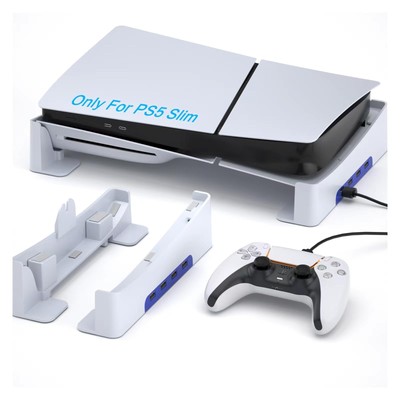 PS5 Slim Stand, Horizontal Stand for PlayStation 5 Pro with 4 USB Ports, Data...