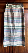 Vintage Denim Maxi Skirt Stripe Rodeo Cowgirl 26  Western Chic Boho Prairie