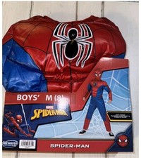 NEW Marvel SPIDER-MAN Padded Jumpsuit Costume Fabric Mask size M 8 NWT NIB