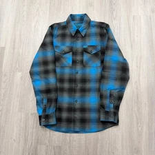 Dixxon Flannel Company Button Shirt Men's Medium Shadow Blue Plaid 10th St 