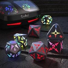 Light Up DND Dice Set, Wireless Rechargeable Glowing Dice with Charging Box, ...