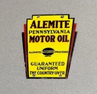 VINTAGE ALEMITE MOTOR OIL GASOLINE PORCELAIN SIGN CAR GAS TRUCK MOTORCYCLE