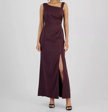 Alex Evenings Women's Purple Asymmetric-Neck Sleeveless Gown Dress Sz 16