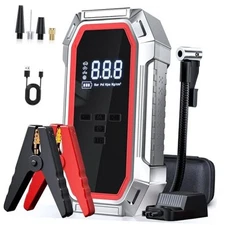 Jump Starter with Air Compressor, 5000A Peak Car Battery Jump Starter(9.0 Red