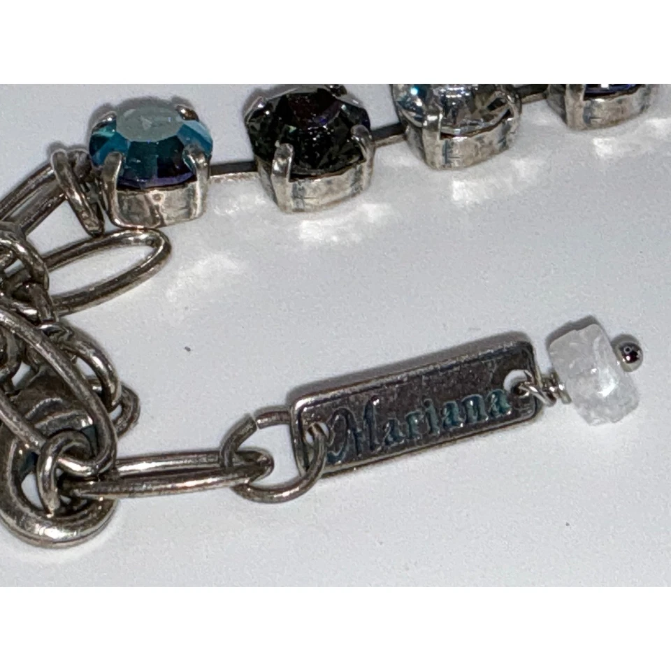 Collar Mariana (27) Swarovski AB Cristal 18" Cadena Distintiva Tono Plata Foto 3 de 3