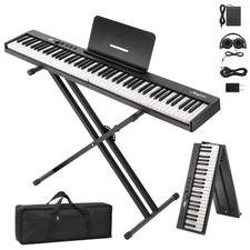 88 Key Full-Size Semi-Weighted Electronic Keyboard Piano, Portable Folding De...