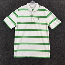 Nike Golf Tour Performance Polo Shirt Men's Large White Green Striped Dri-FIT