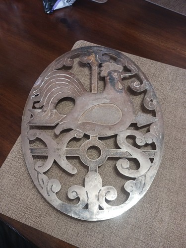 Vintage Hot Plate Trivet Made Italy Weather  Vane Roster  10.5 Inches By 7.5 B7