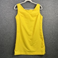 Vtg Classic Yellow Sleeveless Shift Dress M Women's M V-Neck Casual Handmade