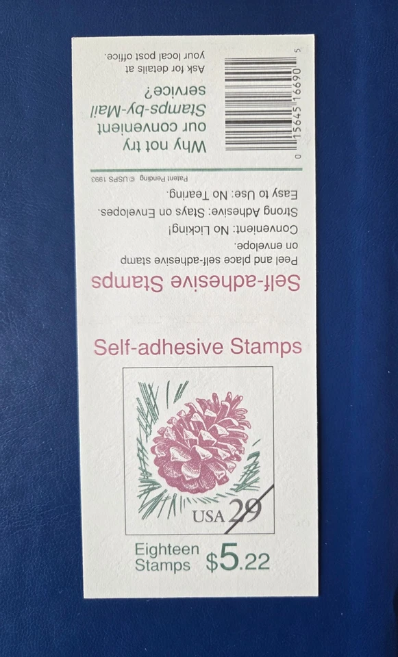 US Scott # 2491 - MNH 1993 29c Never Folded Booklet of 18 "Pine Cone" - Image 2 of 2