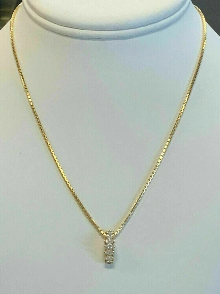 Женская подвеска из желтого золота 14 карат с лабораторными бриллиантами маркиза 2 карата на бесплатной цепочке - Изображение 3 из 4