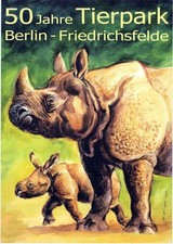 13436.Wall Decor Poster.Interior art.Vintage Tierpark Zoo Berlin Rhinoceros Calf