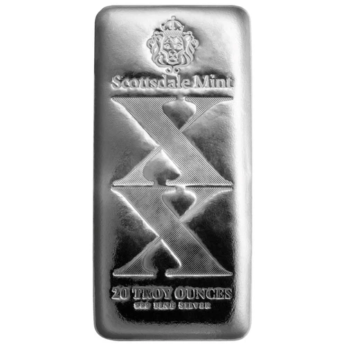 20 oz Silver Bar - Scottsdale Mint Imperium - XX .999 Silver Bullion Bar #A707