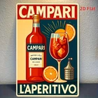 Vintage Campari Bottle Cocktail Glass Tin Metal Signs Home Décor 8x12