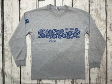 VTG Island Motion Hawaii Floral Spell Out Men's Gray 1990s Long Sleeve Shirt - M