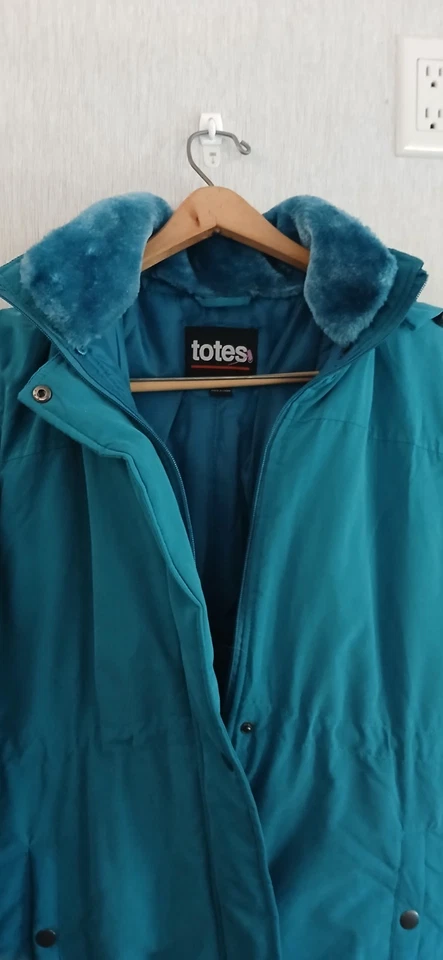TOTES WOMENS Teal Removable Hood Quilted Fall Winter Coat Jacket L - Image 2 of 4