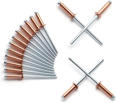 1/8'' x 1/2'' Red Copper Pop Rivets Assortment - 60Pcs, 1/8 x 1/2, Red, 60pcs 