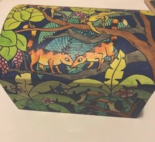 Bolivian Hand painted Wood Box Decor Artecampo Jungle Animals Santa Cruz SIGNED