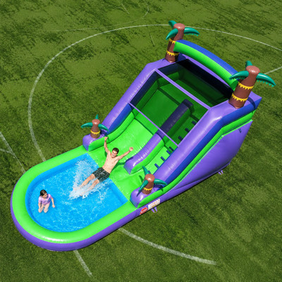 21FT Commercial PVC Inflatable Bounce House Tropical Water Slide for Kids Purple