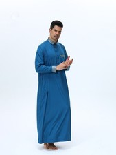 Men Long Robe Dubai Long Abaya Kaftan Dress Thoub Thobe Jubba Dress Ramadan Arab