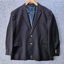 Jos A Bank Executive Men 48R Navy Blue Wool Blazer Gold Crest Button Traditional