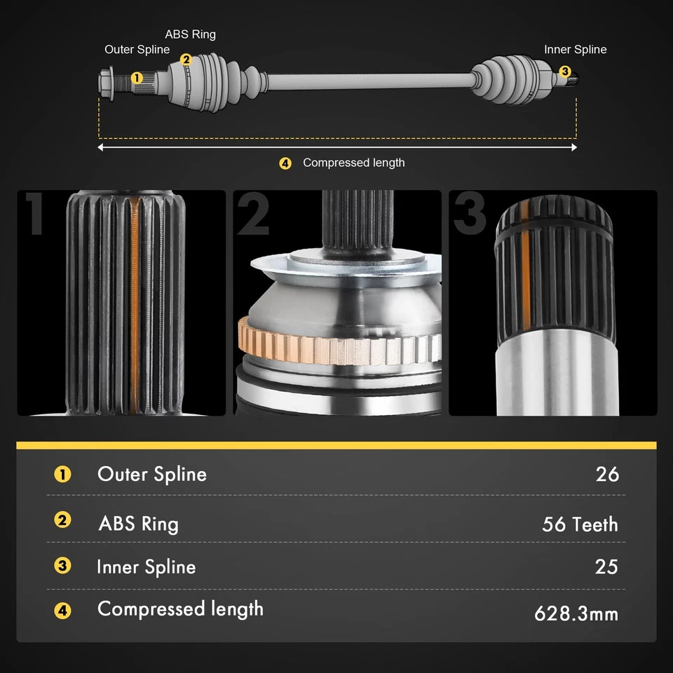 CV Axle Assembly Front Left for Chrysler Cirrus 1995-2000 Dodge Stratus Plymouth - Image 2 of 4