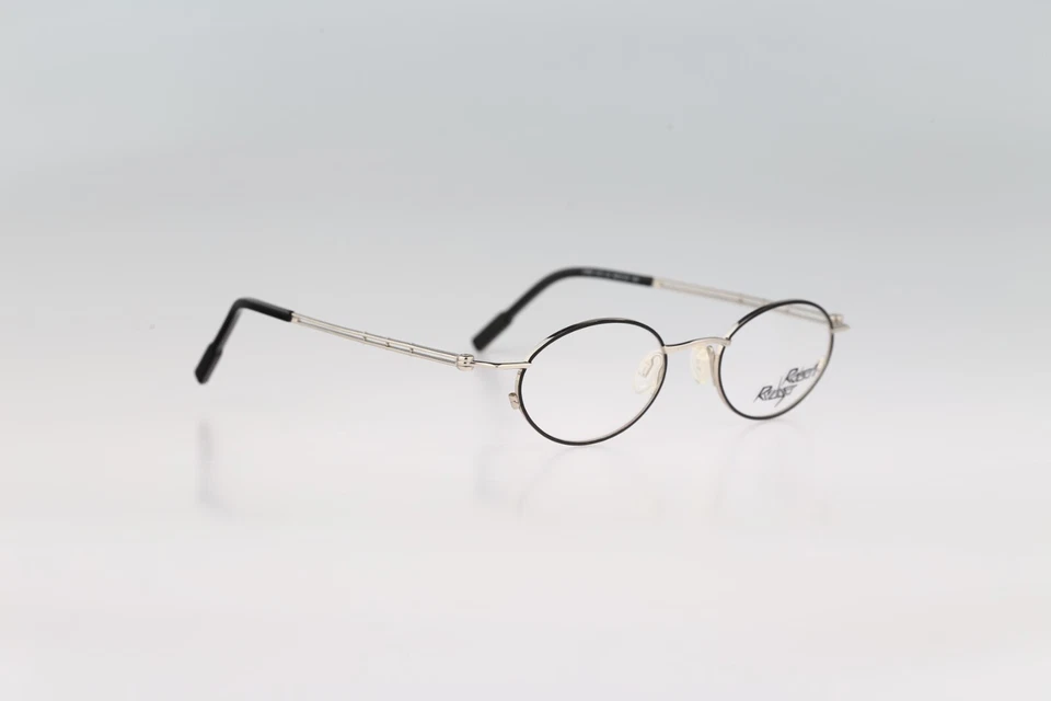Robert Rudger 2265 010 22, marcos de gafas ovalados vintage años 90 negro y plateado NOS Foto 3 de 4