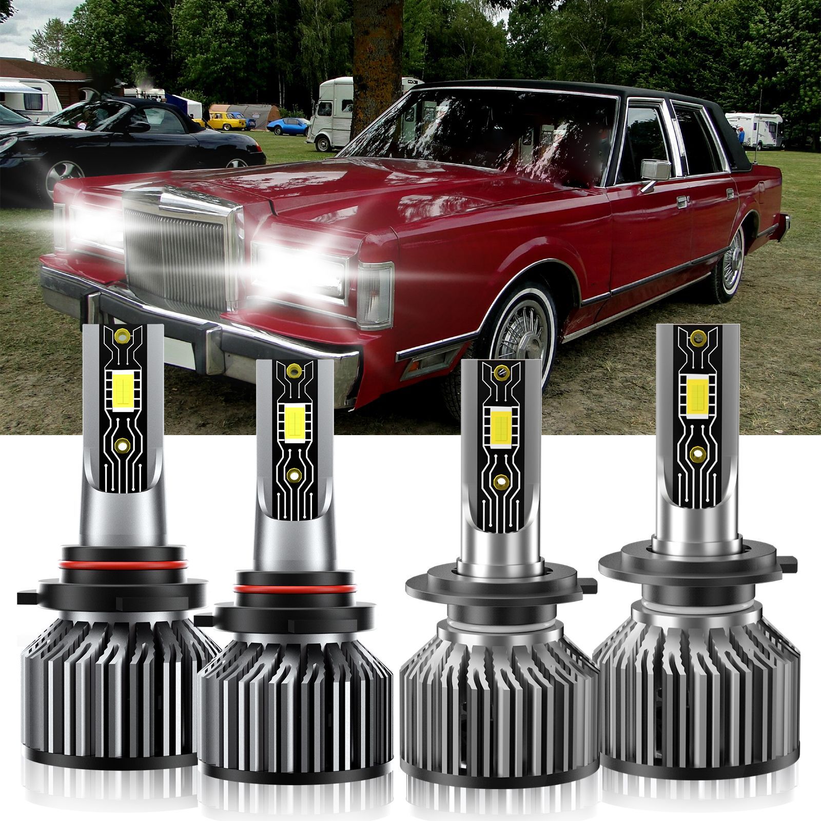 9005+H7 LED Headlight Bulb Hi Low Beam 6500K For Lincoln Town Car 2003-2011