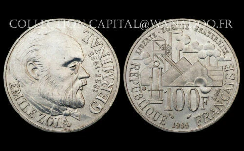 Pièces de monnaie françaises de 100 francs sur Zola