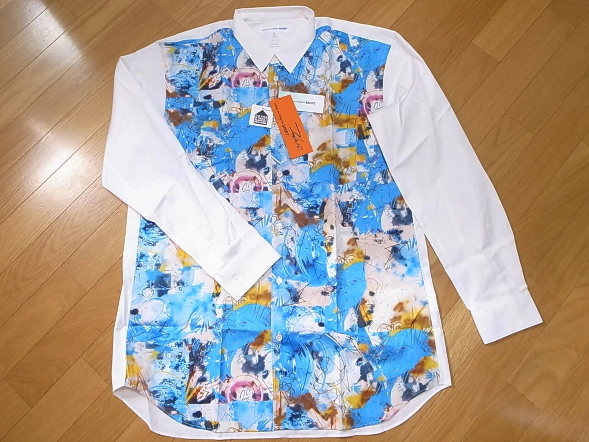 FUTURA x COMME des GARCONS SHIRT PRINT SHIRT CDG FUTURA2000 WHITE BLUE size XL