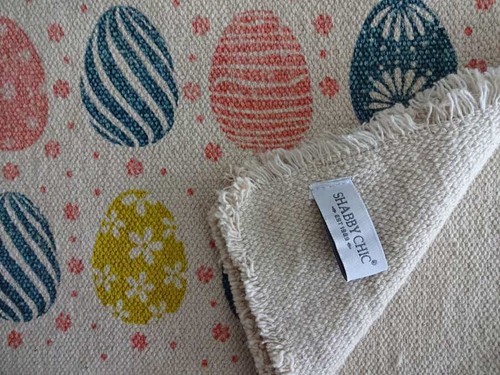 SHABBY CHIC EASTER EGGS Spring PINK Multi COTTON Fringed PLACEMATS 4PC Set - Picture 2 of 3