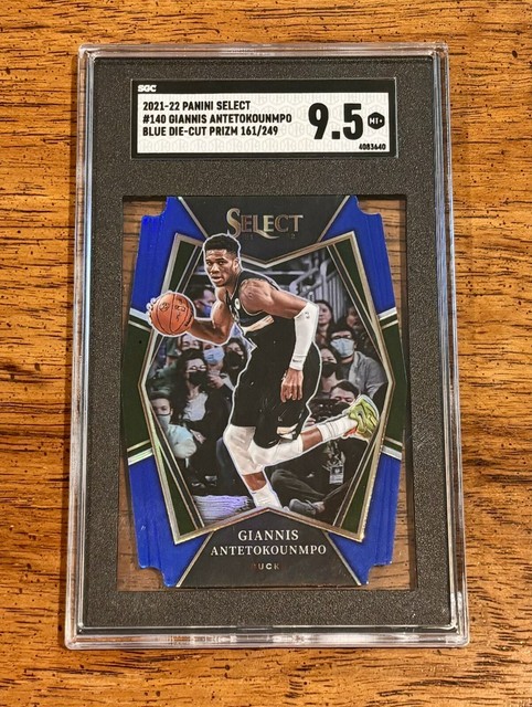 2021-22 Panini Select Giannis Antetokounmpo Blue Die-Cut Prizm /249 SGC 9.5 #140