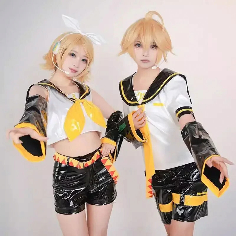 Anime Rin Len Full Cosplay Kagamine Halloween Costume Outfit Anime Rin Len Full Cosplay Kagamine Halloween Costume Outfit