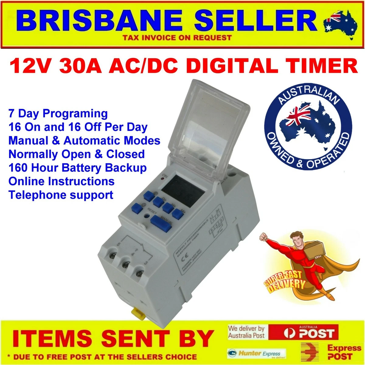 12v DIGITAL TIMER 30A DIN 24/7 INDUSTRIAL LIGHTS SOLAR HOT WATER POOL  SECURITY | eBay