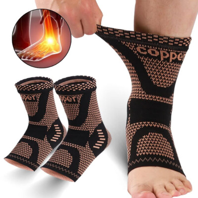 Copper Ankle Support Brace Compression Sleeve Socks Stabilizer Foot Pain Relief