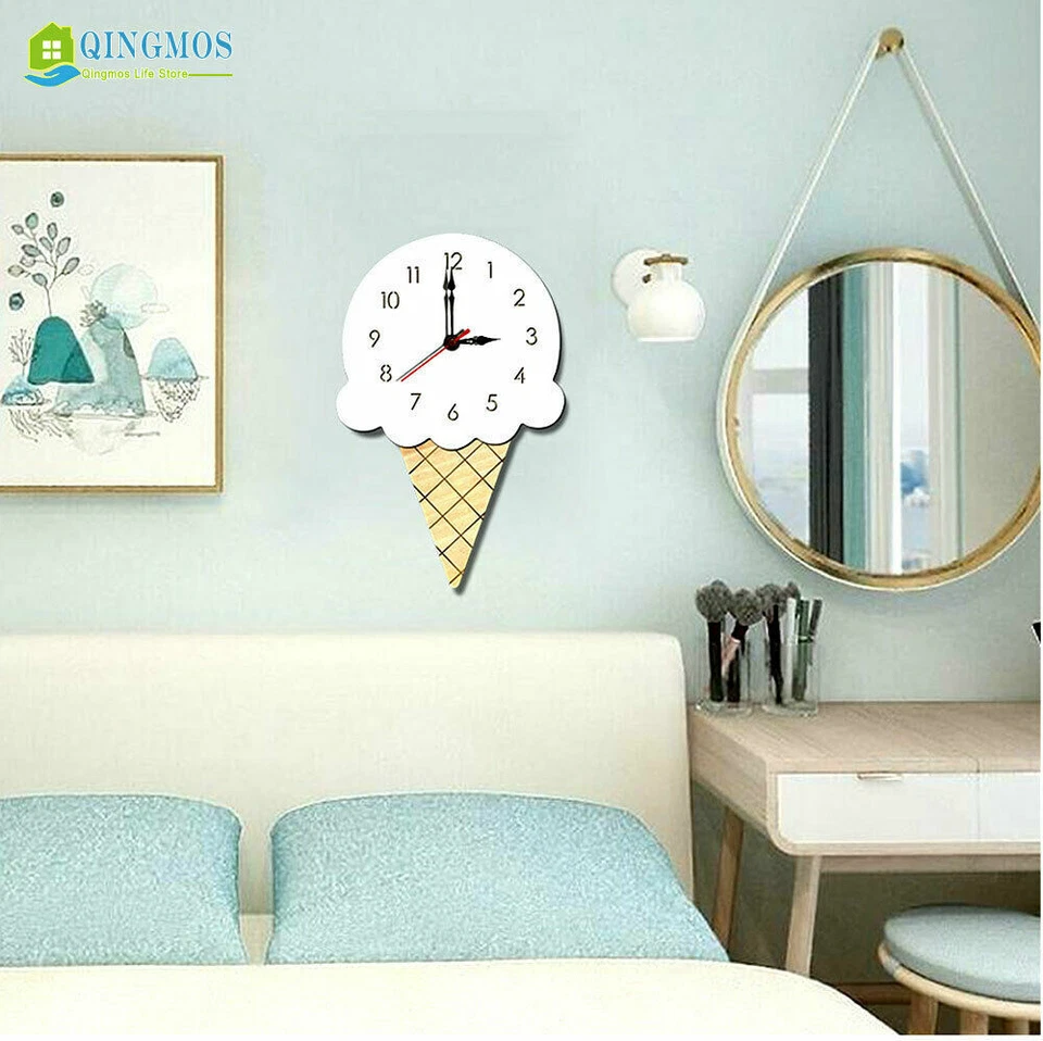 Ice Cream Wall Clock Acrylic Watch Decor Living Room Quartz Needle Moddrn Design - Image 2 of 4