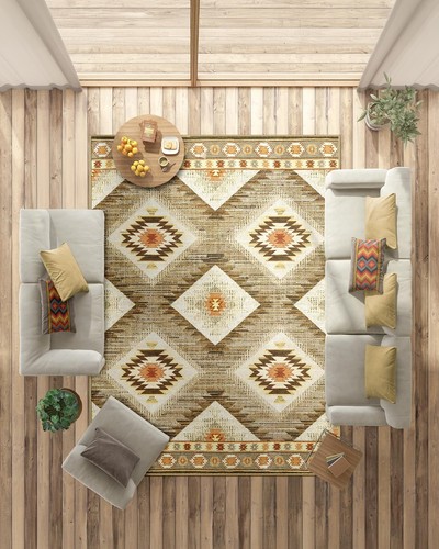 BESTSWEETIE 5x7 Area Rug Machine Washable Non-Slip Low Pile Print Pattern Wes... - Picture 9 of 9