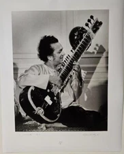 RAVI SHANKAR INDIAN MUSIC 1971 BARRIE WENTZELL SILVER GELATIN PHOTO 43/50 SIGNED